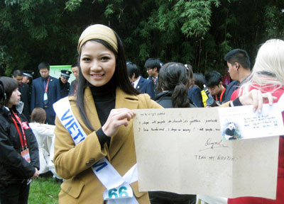 Trần Thị Quỳnh tại cuộc thi Hoa hậu Quốc tế 2009